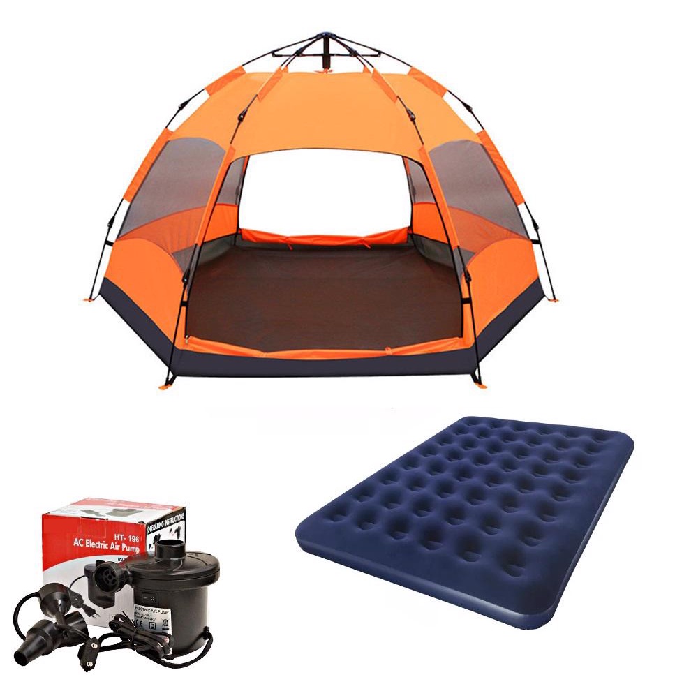 BARRACA CAMPING 5-8 PESSOAS + COLCHÃO CASAL + BOMBA ELÉTRICA 220V