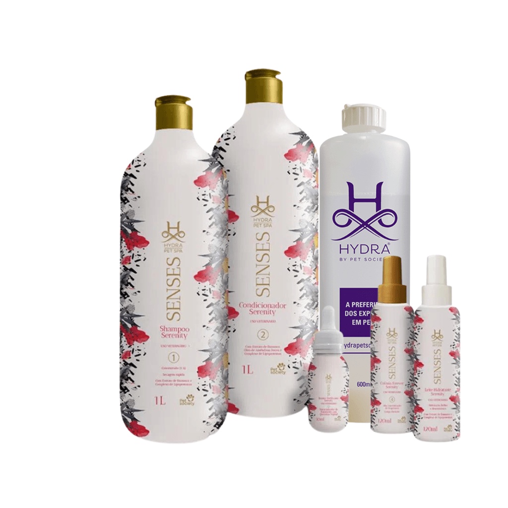 Kit Produtos Pet Hydra Pet Spa Senses Serenity Extrato de Damasco + Frasco Diluidor 600mL