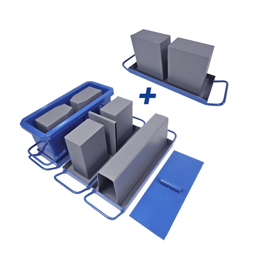 Kit Forma Bloco Meio Bloco Canaleta e vedação 14 estrutural