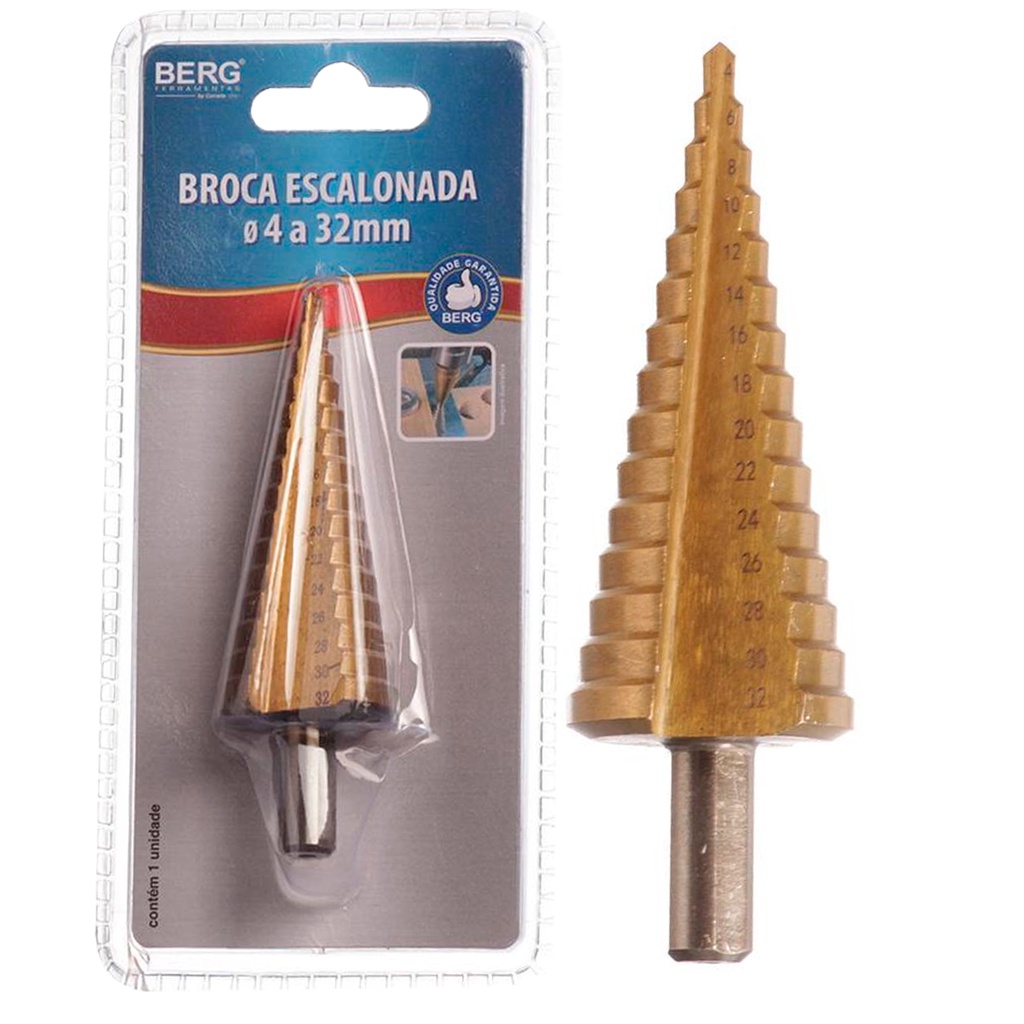 Broca Escalonada De 4 À 32 Mm Hss Cone Profissional