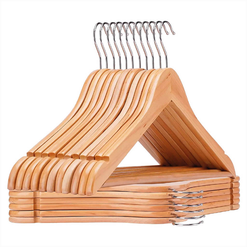 Kit Com 20 Cabides De Madeira Cor Marfim