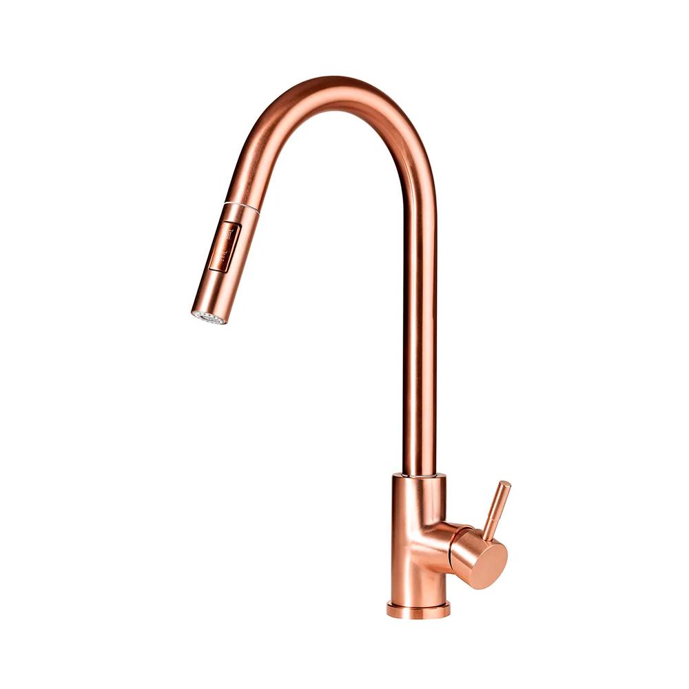 Torneira Para Cozinha Gourmet Misturador Monocomando Em Aço Inox 304 Escovado Iriri Pingoo - Dourado Rose - Home & Living