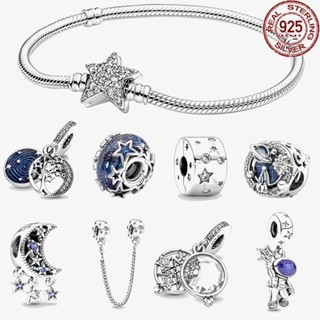 [Entrega 24 Horas] S925 Prata Oferta de tempo limitado PAN DIY Bracelet Acessórios Galaxy Star Blue Starry Sky Series Charm Pendant