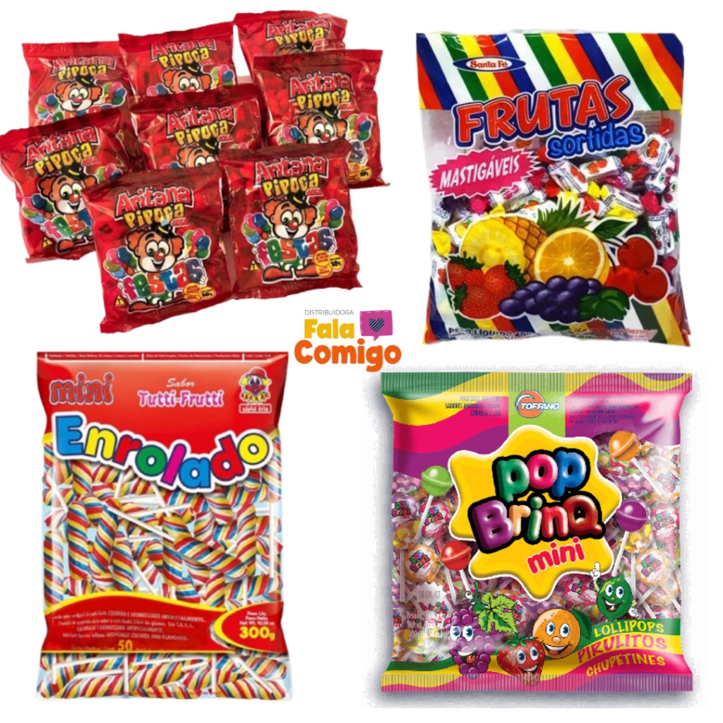Kit Festa Infantil Rende 50 Sacolinhas Surpresas Doces Guloseimas
