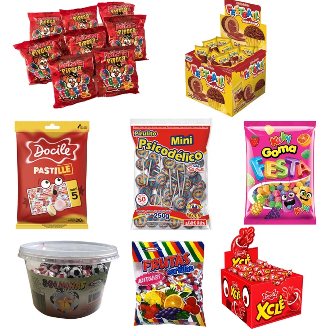 Kit Doces Sacolinha Surpresa para 40 Crianças Aniversário