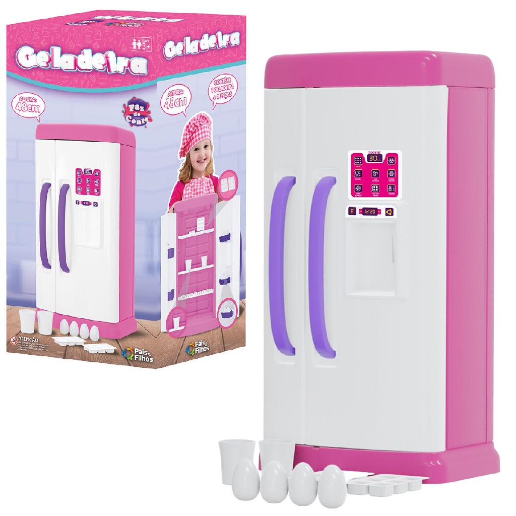 Geladeira Infantil Grande De Brinquedo Cozinha Com Acessórios Menina