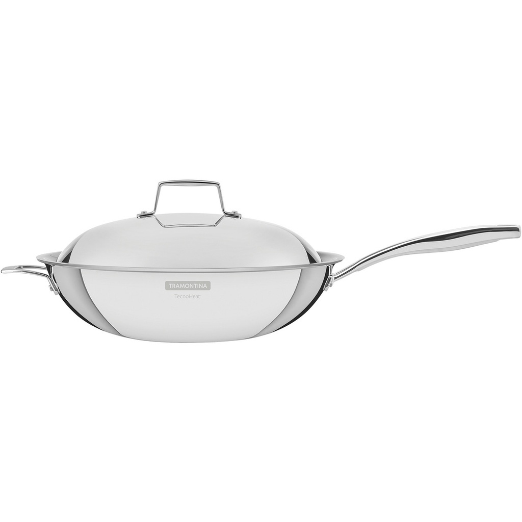 Panela Wok Tramontina Aço Inox Corpo Triplo Grano 32cm