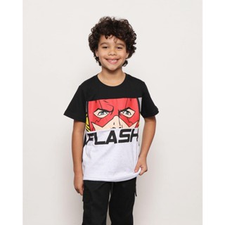 Camiseta Infantil Manga Curta DC Comics Estampa Flash Preta