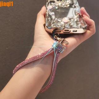 JIAQI1 Cordão De Telefone Com Glitter Strass , Corda De Luxo Portátil Para Celular , Alça Diamante Completo Bling Curto Estilo Pulso Corrente De Mulheres/Senhora/Menina