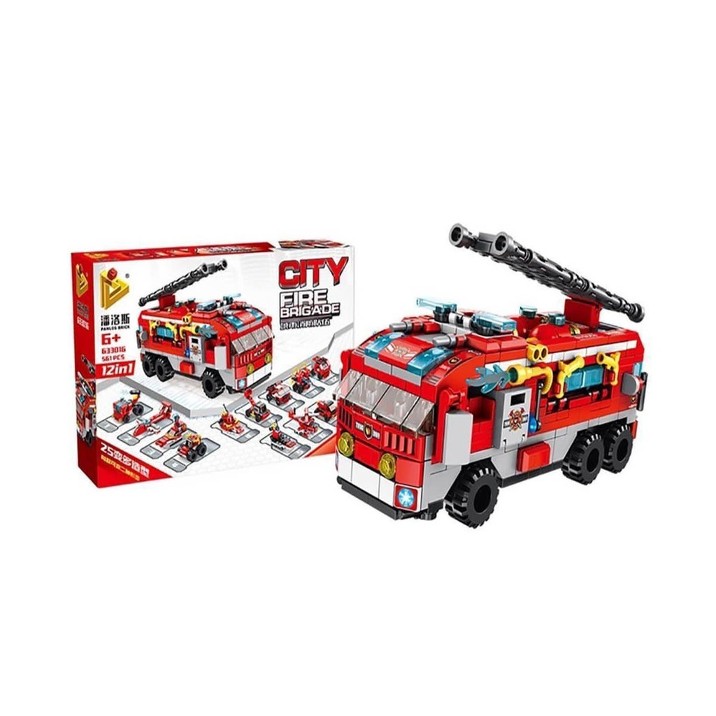 Blocos de Montar Cubic City Caminhão Bombeiro 12 em 1 com 558 Peças Multikids - BR1200 em Oferta na Shopee