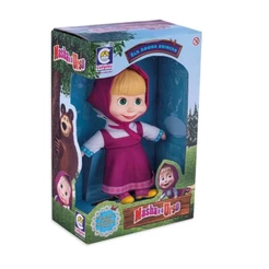 Boneca Masha Cotiplas 23cm em Plástico Vinil Menina Vestido de Pano Rosa 2404 Brinquedo Infantil