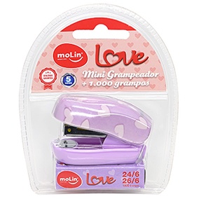 Mini Grampeador Love lilac + 1000 grampos - Molin