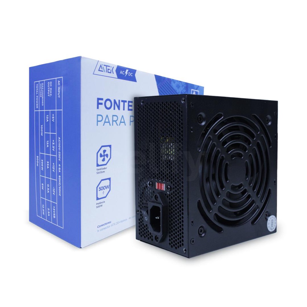 Fonte de Alimentação Computador PC AMD Intel ATX 500W Bivolt em Oferta na Shopee