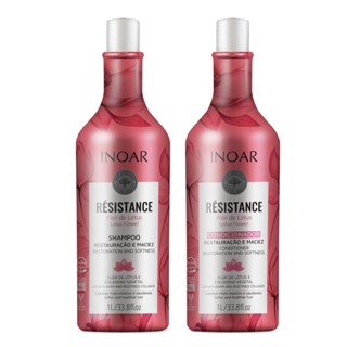 Shampoo e Condicionador Inoar Résistance Flor de Lótus Restauração e Maciez 1 Litro Cada