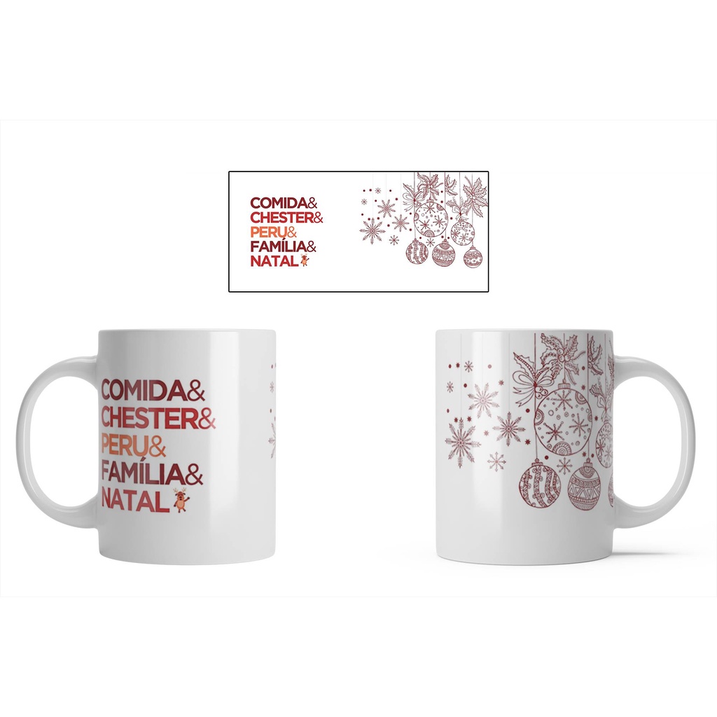 Caneca Branca Porcelana Divertida Natal Classica Estilo 7