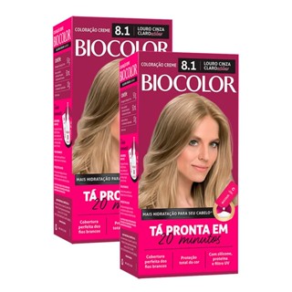 Kit 2X Tintura Creme Biocolor Louro Acinzentado Estiloso 8.1 Mini Kit