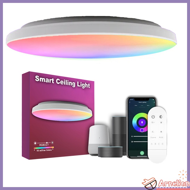Lâmpada De Teto Anelian 24W Smart LED RGBW Com Controle Remoto WiFi APP Control IP54 Iluminação Doméstica À Prova D'água