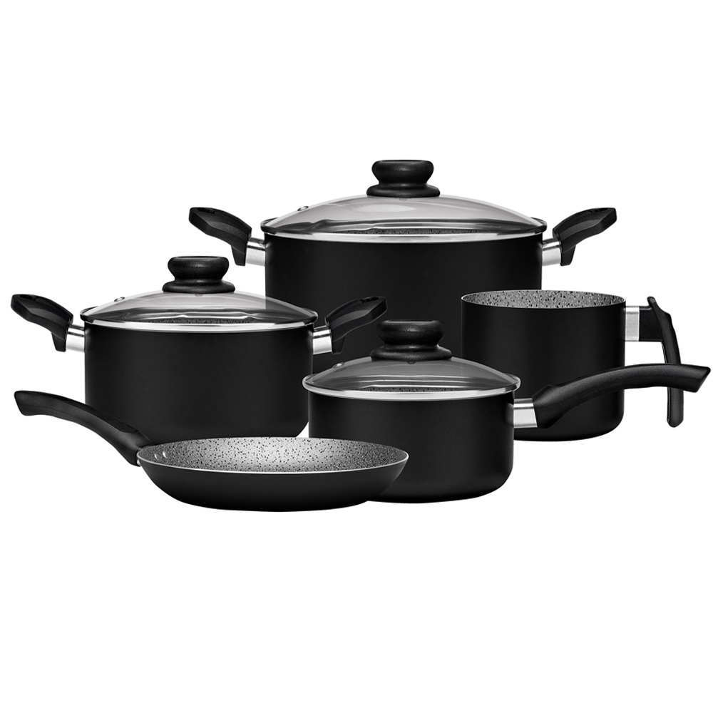 Jogo de Panela Antiaderente Preto Sem Óleo 7 Camadas Premium Stone Panelux - Home & Living