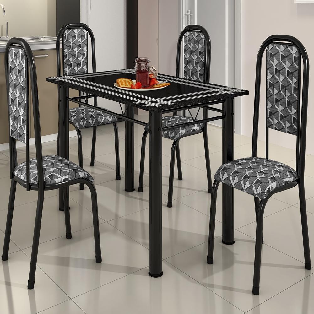 Conj de Mesa 06/120 Com 4 Cadeiras Tubular Tampo de Ardósia em Oferta na Shopee