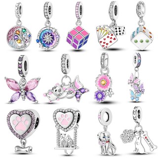 Encantos 925 Pingente Borboleta De Prata Com Flor Pet Butterfly Pendant Fit Pulseira Original Diy Para Mulher Confecção De Jóias