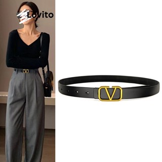 Lovito Cinto Modesto De Metal Liso Com Letra V E Luxo Versátil Para Mulheres LFA11542