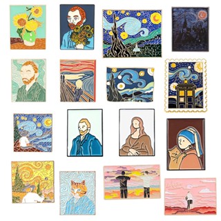 Broches Fofinhos Van Gogh Pintura A Óleo Série Liga Material Esmalte Alfinetes Lapela Roupas Desenhos Animados Acessórios De Moda