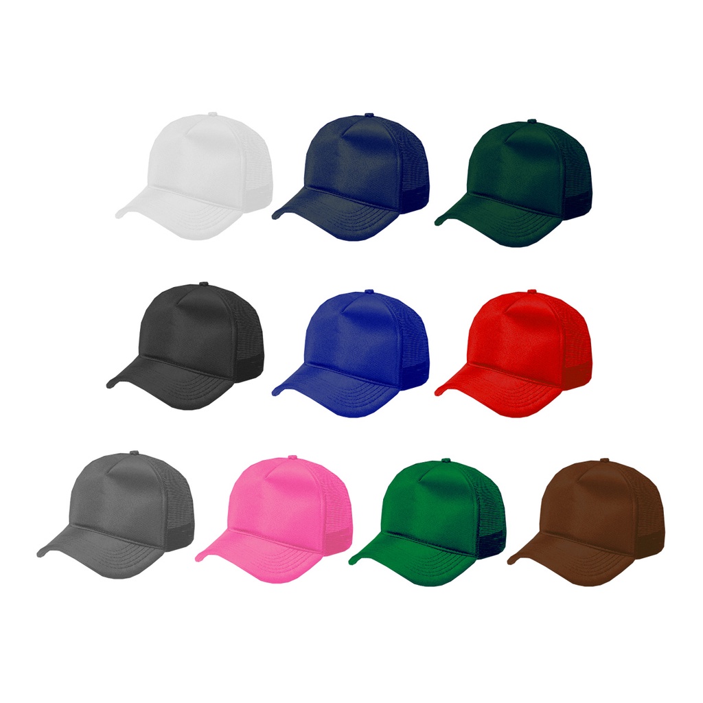 Kit 10 Boné Aba Curva Unissex Trucker Liso Cores Sortidas em Oferta na Shopee