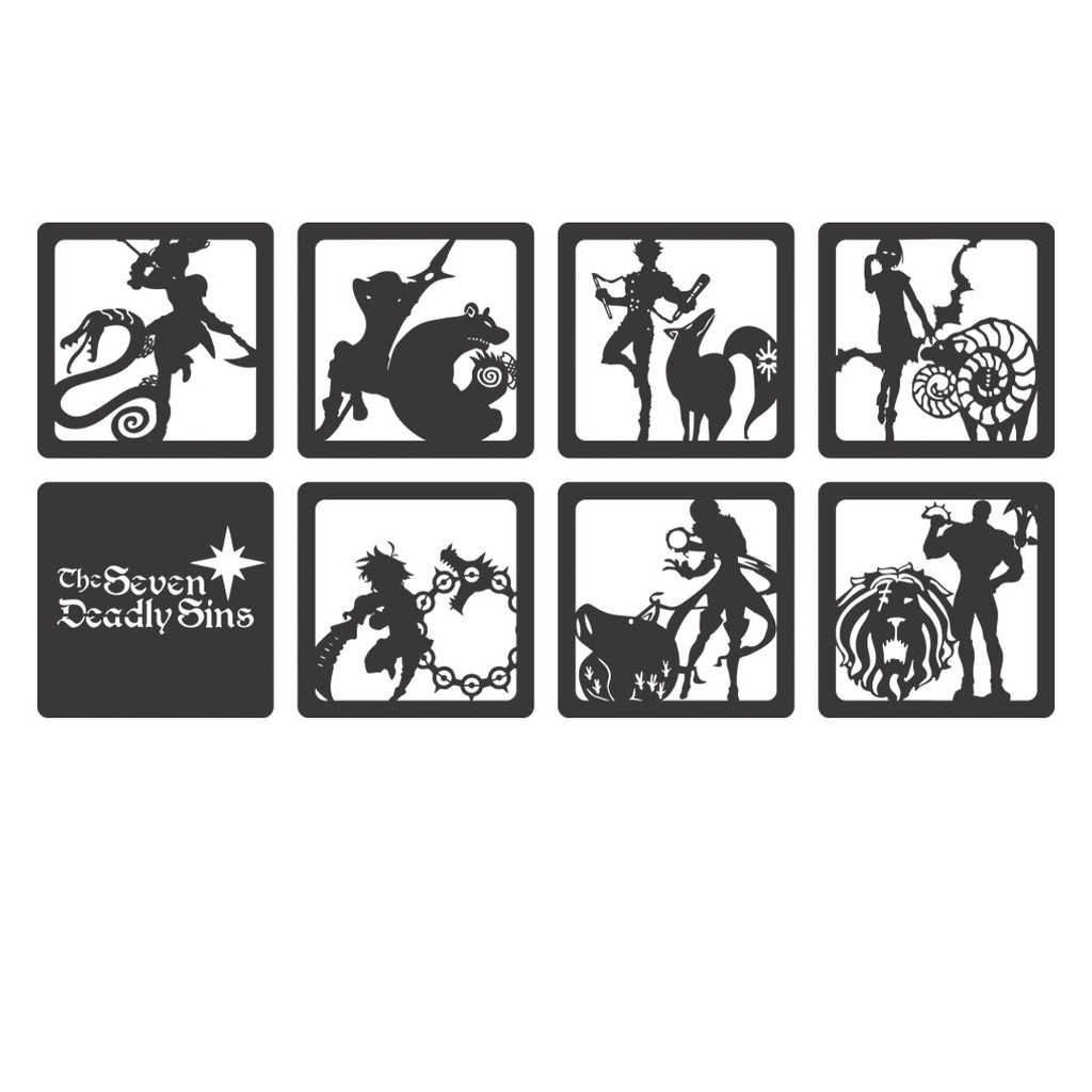 Quadro Decorativo Kit Seven Deadly Sins MDF Vazado 3mm Preto Fosco