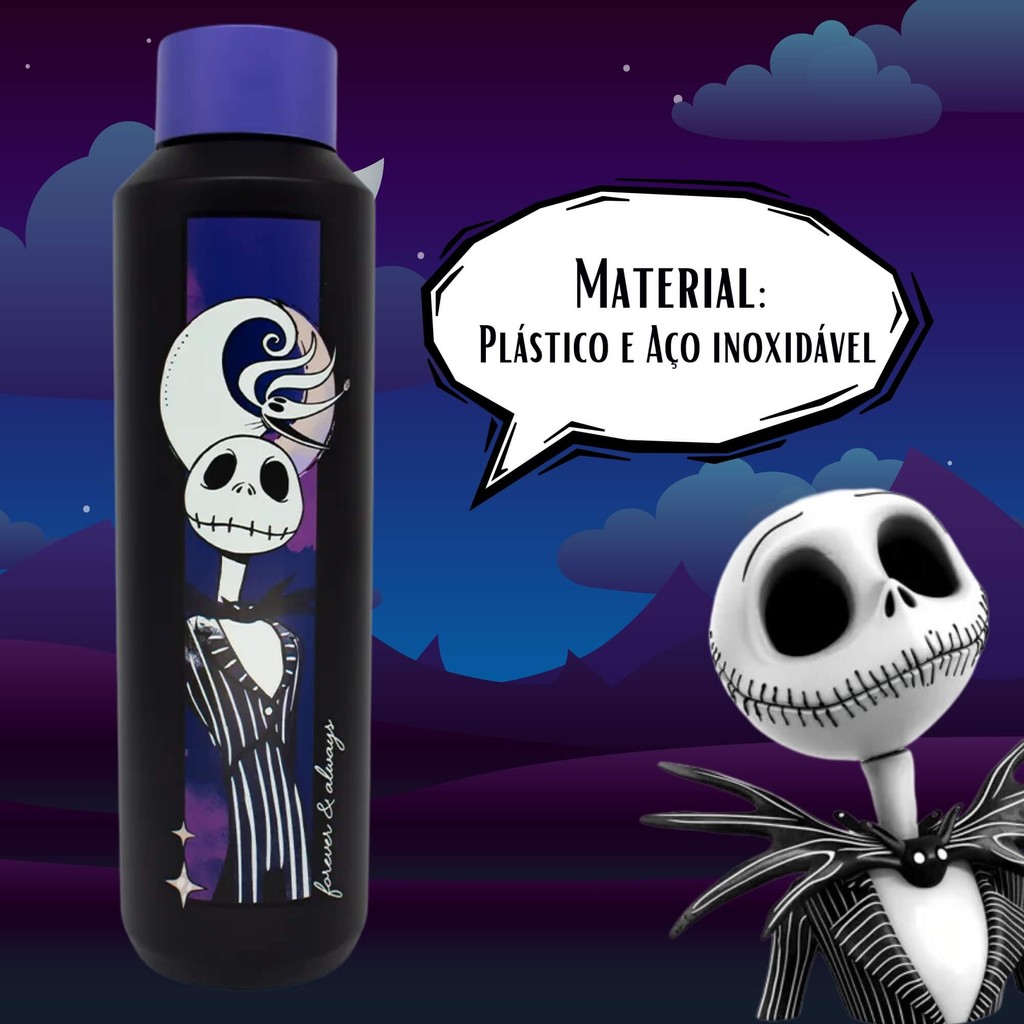 Detalhes do Garrafa Acqua Jack Skellington  600ml – O Estranho Mundo de Jack Zona Criativa - 10072714