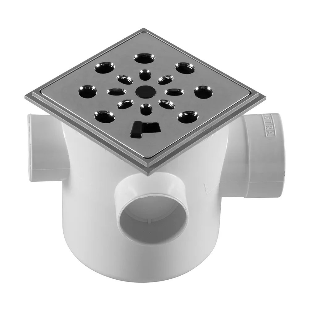 Caixa Sifonada Astra 3 Entradas - Quadrada com Grelha Anti-Inseto Cromada 10x12cm em Oferta na Shopee