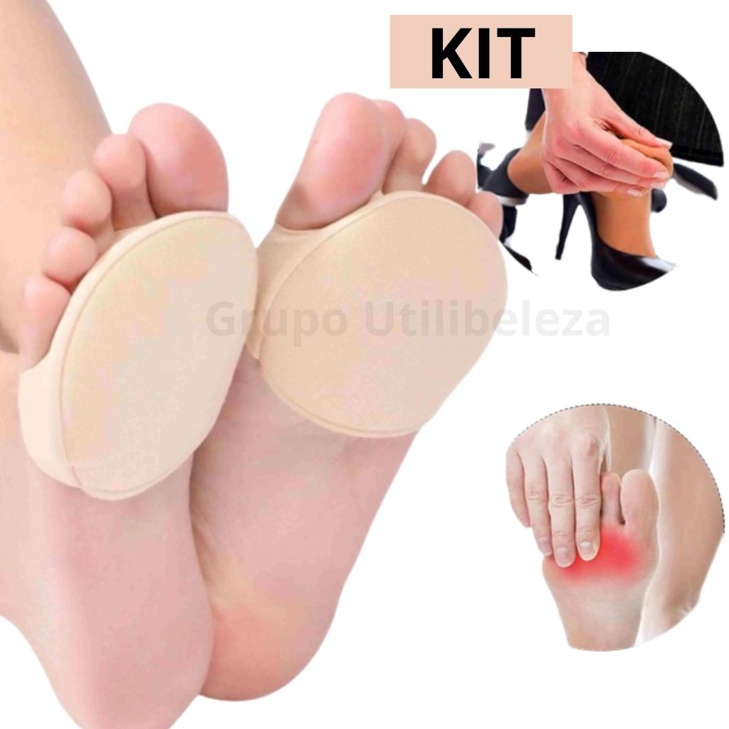Kit de Protetor Almofada para Ponta dos Pés Antepé Salto Alto Alivia Dores Conforto