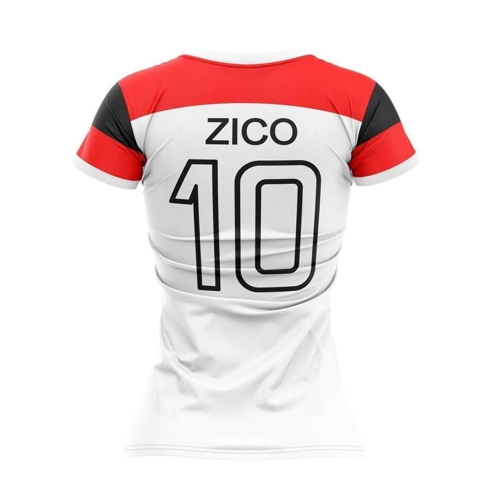 Camisa Feminina Flamengo Zico Retrô Mundial 1981 Oficial - Branco · foto 2