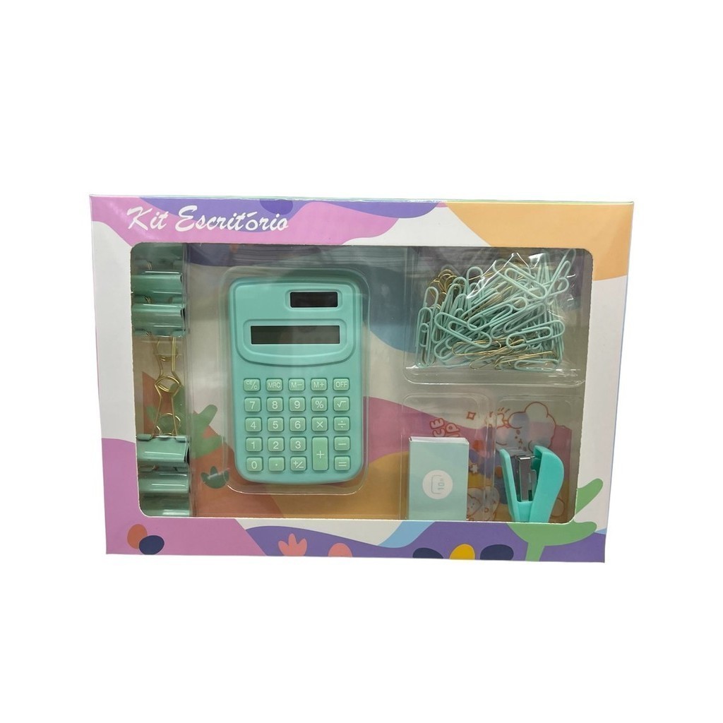 Kit Escritório Com Calculadora Escolar Com 90 Peças Completo Papelaria Diversos Presente em Oferta na Shopee