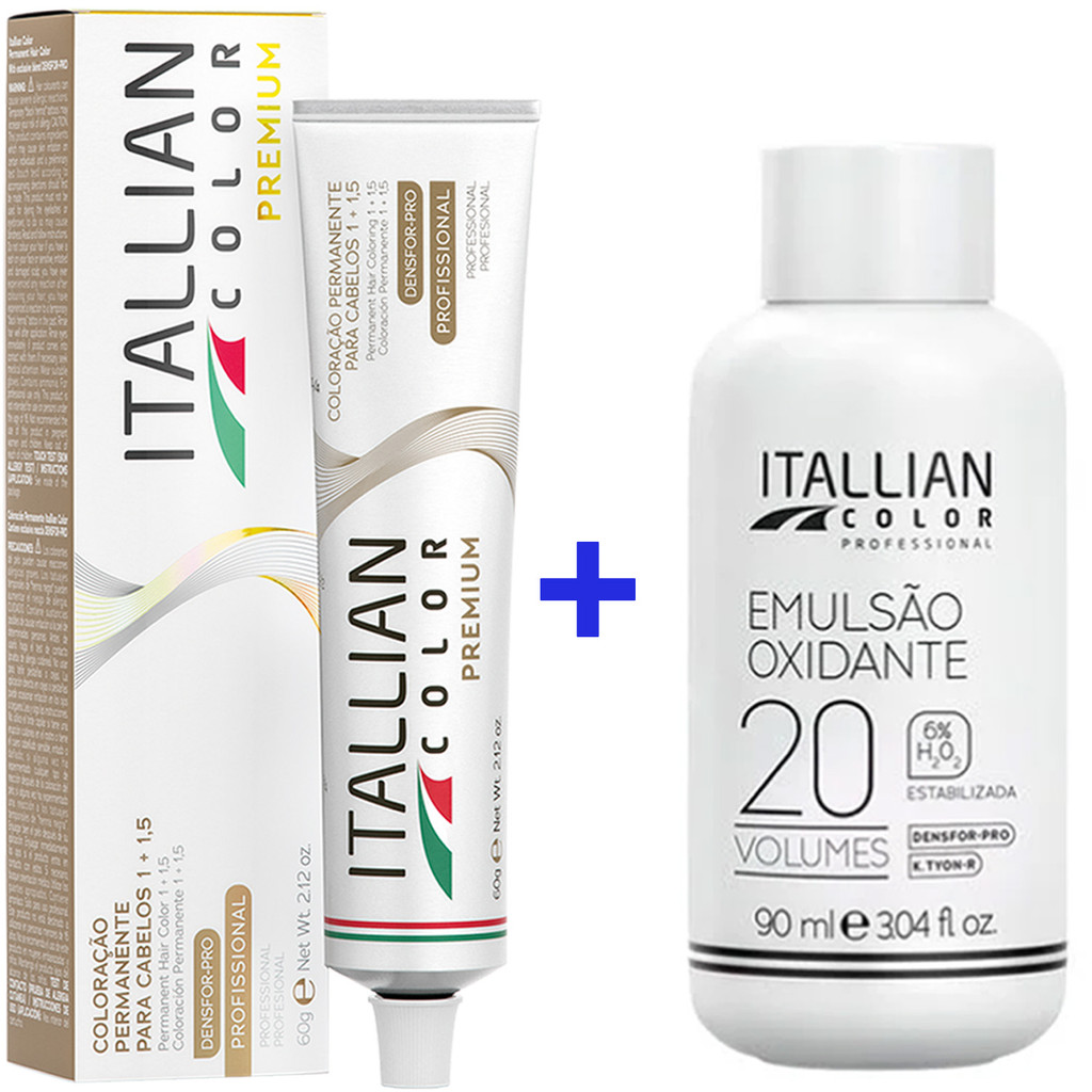 Kit Coloração Itallian Corretor Azul CB + Emulsão Oxi 20vol.x 90ml.