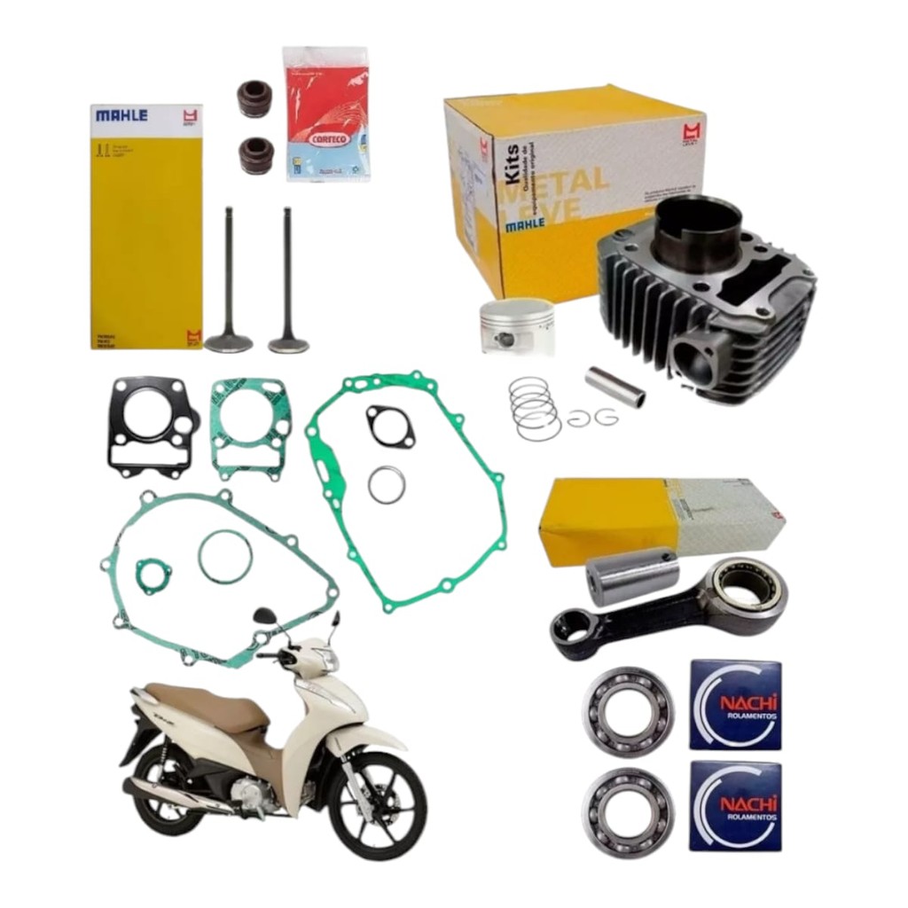 Kit Motor Cilindro Biela Retentor Válvulas Biz 125 Injeção 2009/2024
