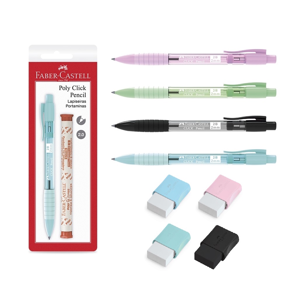 Kit Lapiseira Poly Click Pencil 2.0mm Faber Castell em Oferta na Shopee