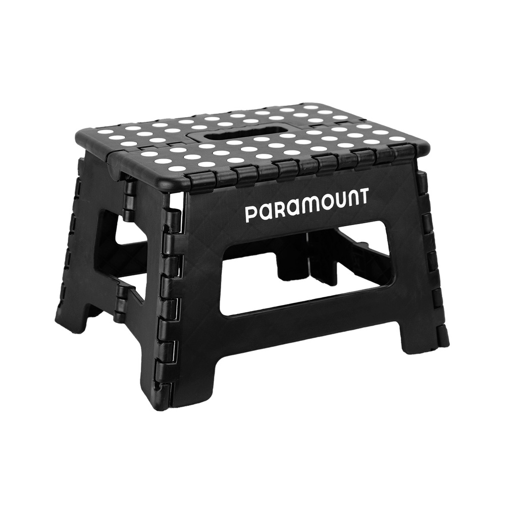 Banqueta Banquinho Dobrável Antiderrapante Preta 32x25x22CM Multiuso Retrátil Até 150kg com Alça
