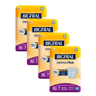 Kit 4 Fralda Geriátrica Bigfral Derma Plus Tamanho XG com 7 Unidades cada