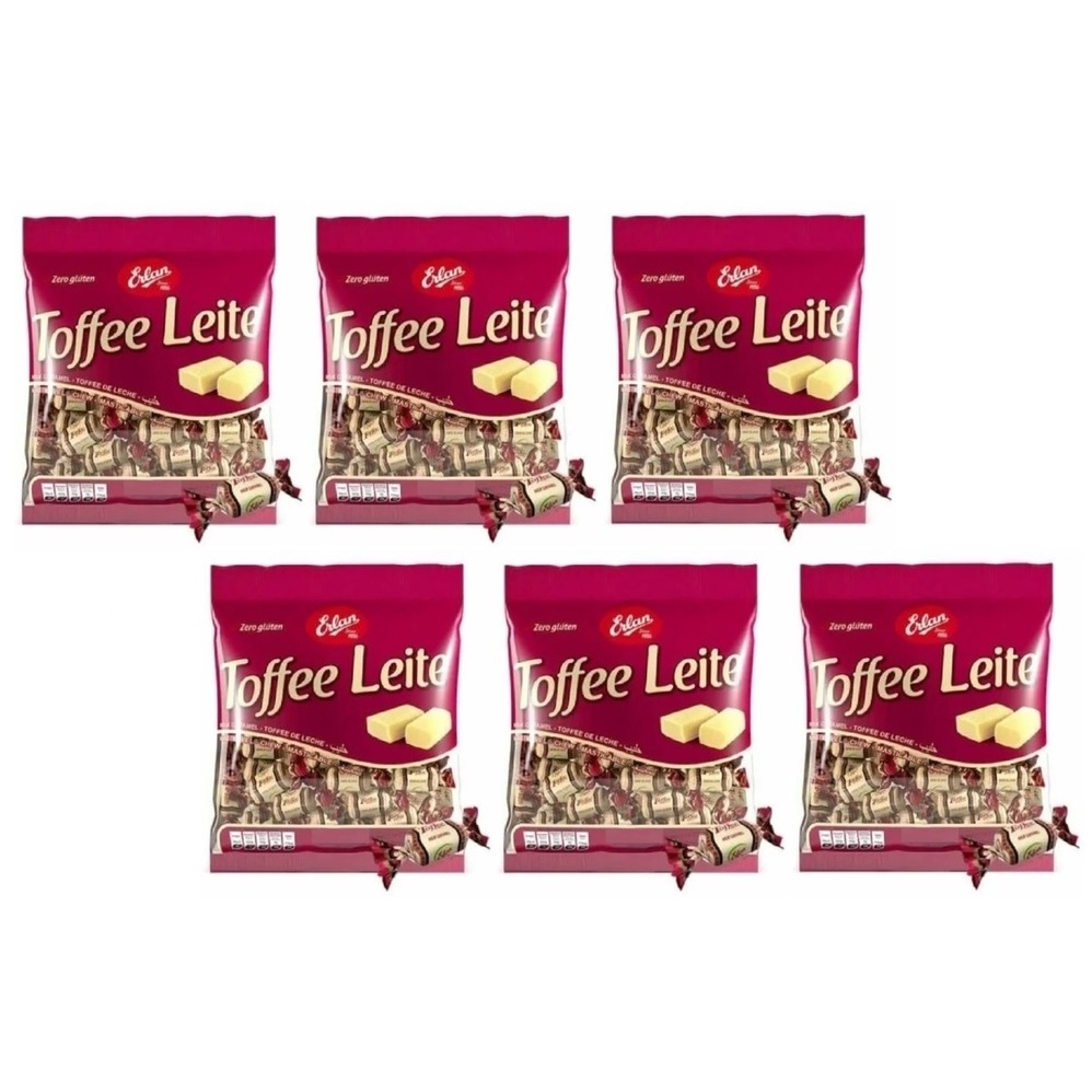Kit 6 Bala Mastigavel Macia Toffee Milk Leite Caramelo Erlan