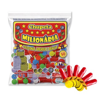 Pirulito Chupeta Milionária Moeda 50un Santa Rita 350g festa