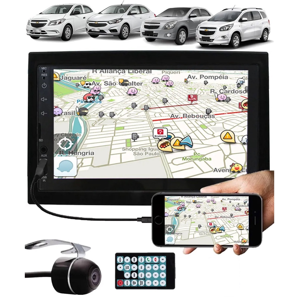 Multimídia Gm Onix Cobalt Spin Novo Prisma Bluetooth USB SD Card Moldura Interface Comando Volante Câmera Ré
