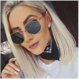 (JIUERBA) Óculos De Sol Com Estrutura Metálica Poligonais Unisex Retro Estilo Poligonal
