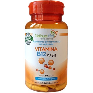 Suplemento Alimentar - Vitamina B12 (Cianocobalamina) 60 Cápsulas 500mg - Matéria prima importada!