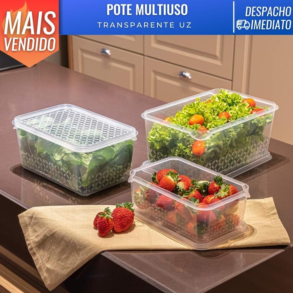 Potes Porta Mantimentos Retangular Transparente Multiuso UZ