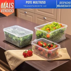 Potes Porta Mantimentos Retangular Transparente Multiuso UZ