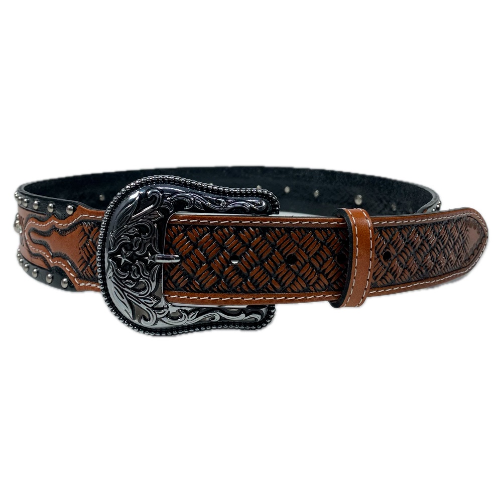 Cinto Country Com Pedraria E Metal Couro Bordado Oklahoma Country