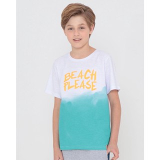 Camiseta Juvenil Degradê Estampa Beach Branca