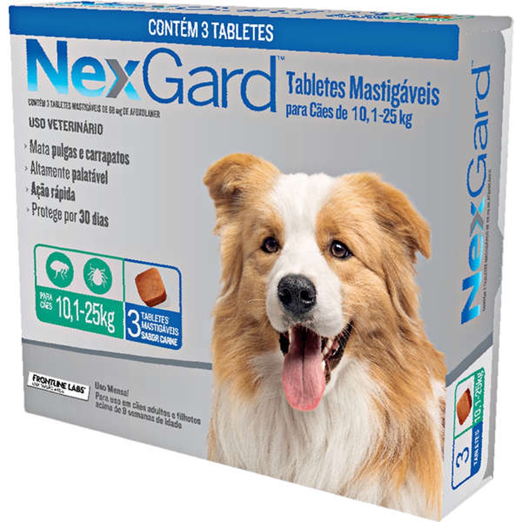 NexGard 68 mg para Cães de 10,1 a 25 Kg - 3 Tabletes em Oferta na Shopee