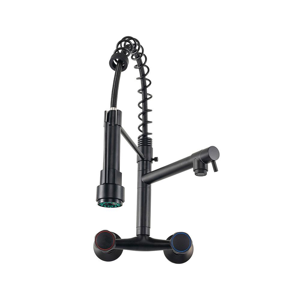 Torneira Para Cozinha Gourmet Misturador Duplo Comando De Parede Munim Pingoo - Preto em Oferta na Shopee