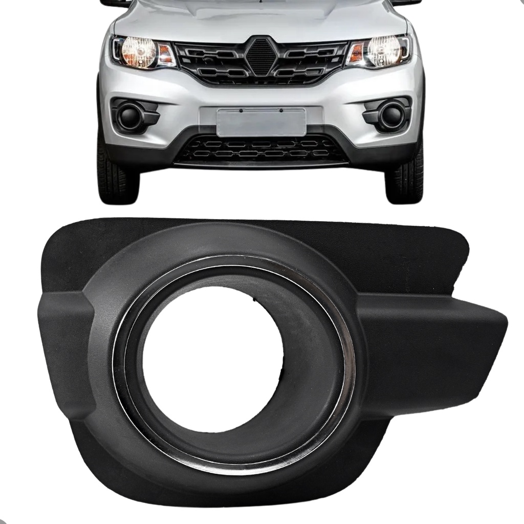 Grade Moldura Farol de Milha Kwid 2017 2018 2019 2020 Aro Cromado